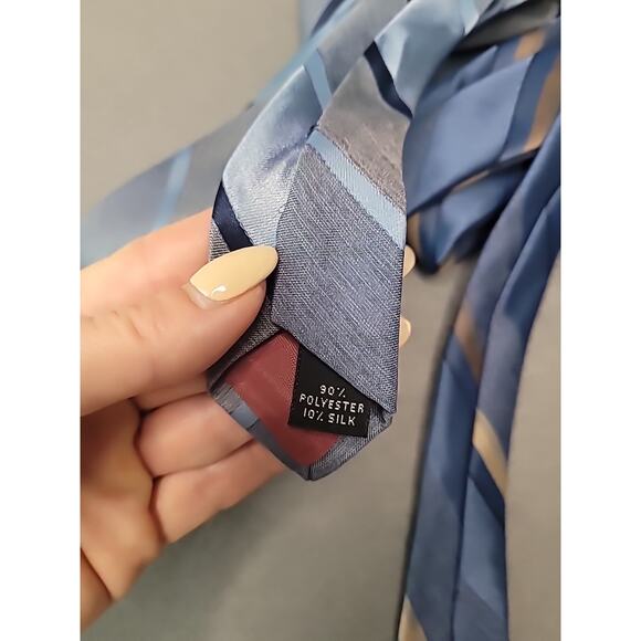 VTG Michael Reed Collection Lot of 2 Silk Blend Neckties Blue Striped GUC - Picture 4 of 5